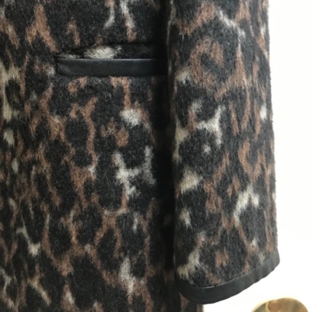 Beautiful Animal Print Coat Jacket with Faux Leather Trim - Picture 6 of 11